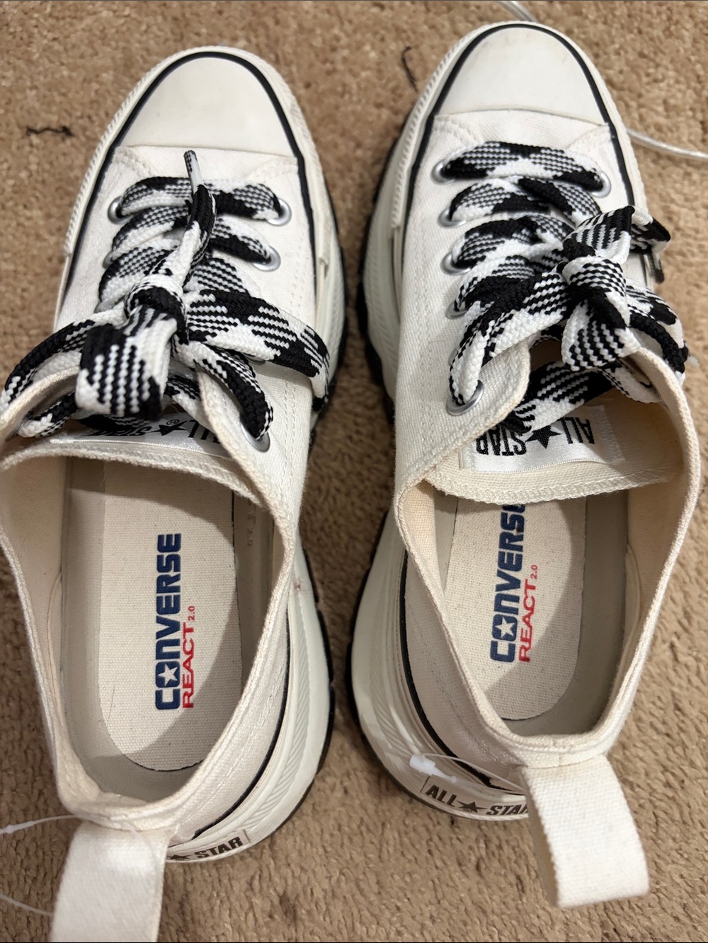 Converse White Canvas Low-Top Sneakers with Black Accents
